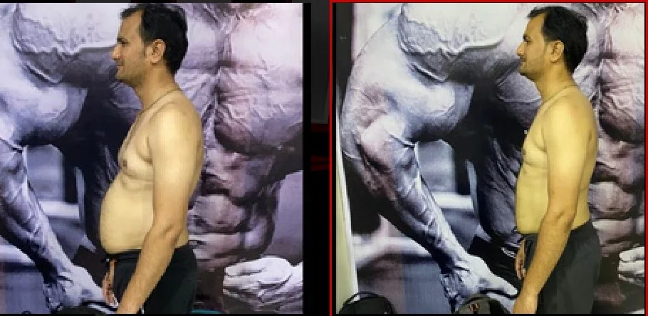 Sham Patil before and after his transformation